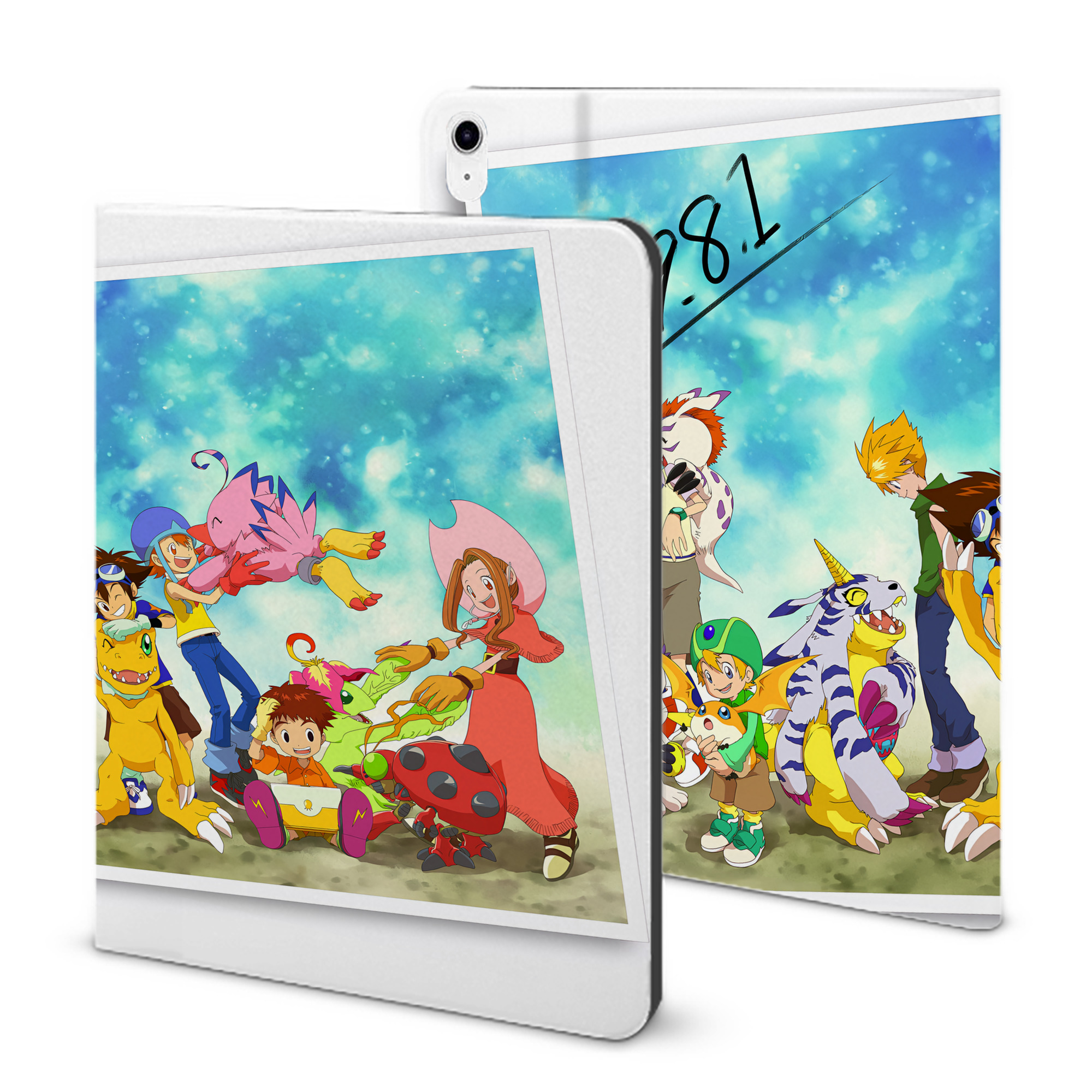 （画像用） Digimon デジタルモンスター/デジモン IPad ケース ブック型 PUレザー TPU 耐衝撃 軽量 薄型 ペン収納なし 全面保護 IPad 各モデル対応